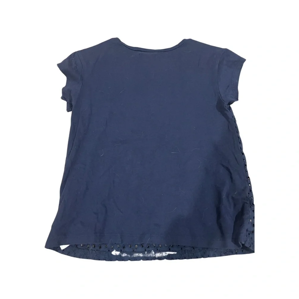 Gap kids navy eyelet crew neck Tshirt. Girls size L.